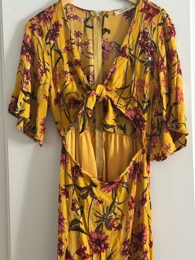 Rokoko Yellow Floral Tie-Front Maxi Dress